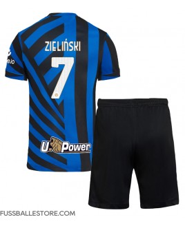 Günstige Inter Milan Piotr Zielinski #7 Heimtrikotsatz Kinder 2024-25 Kurzarm (+ Kurze Hosen)